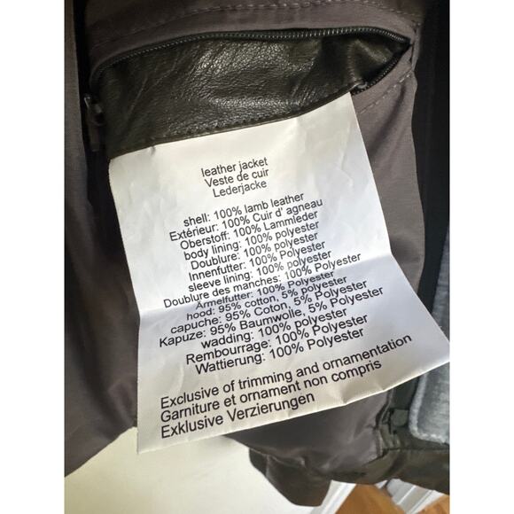 Mauritius Robin Brown Lambs Leather Jacket Zip Out Sweatshirt Hood Size 8 - Picture 7 of 8